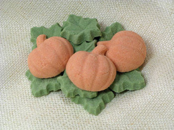 Tea sugars shaped like pumpkins and leaves