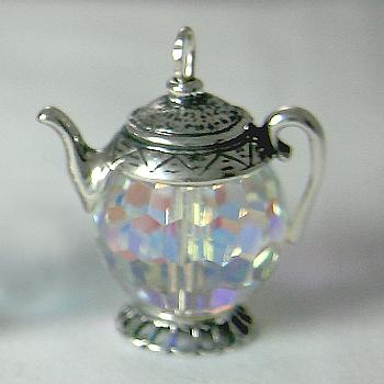 Aurora Borealis Crystal Teapot Charm
