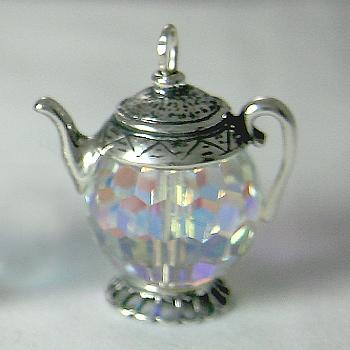 Aurora Borealis Crystal Teapot Charm