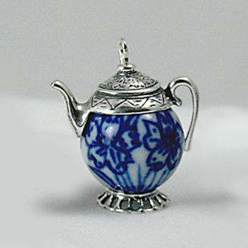 Blue and White Porcelain Teapot Charm