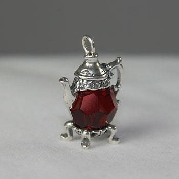 Crimson Red Crystal Teapot Charm
